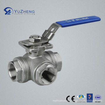 3 Way T Type Stainless Steel Ball Valve with Lock Handle